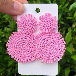 Small Pink Beaded Earrings